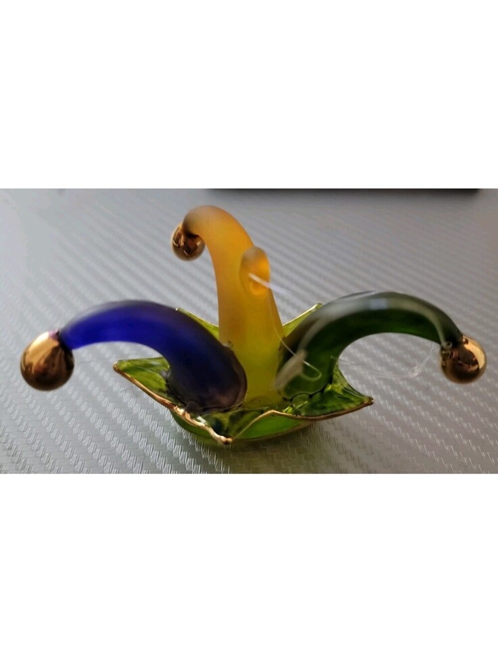 Vintage Silvestri Glass Jester Ornament with Hat A2 MIB Original Gold Tag